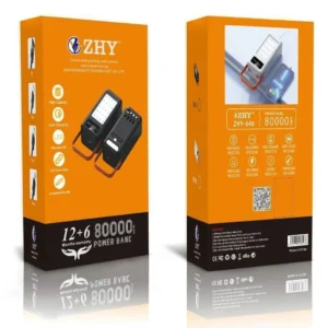 پاور بانک zhy646. ظرفیت ۸۰هزار کابل دار و چراغ کمپ