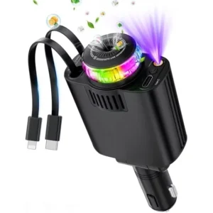 شارژر فندکی خودرو ۶۶ وات ۵ کاره با خوشبوکننده و نورپردازی